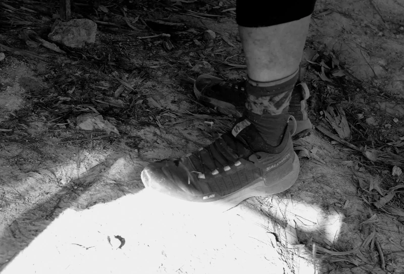 Wanderschuhe auf einem Naturpfad